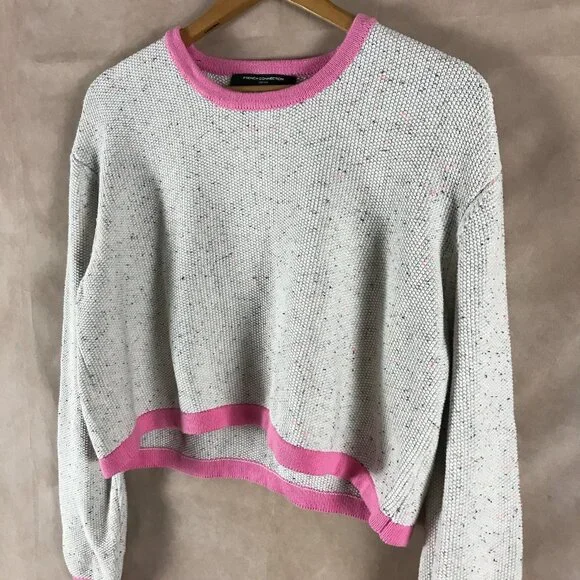 FRENCH CONNECTION Speckled Cotton Cropped Sweater LARGE - Picture 2 of 7